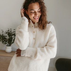 Jenni Kayne Boucle Button Pullover Ivory